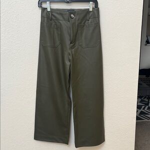 Maeve Collette Wide-Leg Faux Leather Pants - Olive Green